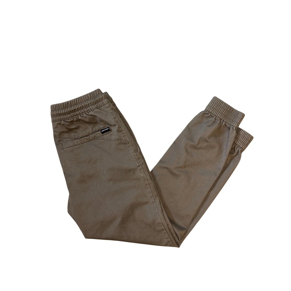 Volcom Kids Frickin Elastic Waist Jogger Pants Brown Khaki Size S 8Y Chino